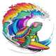 Surfing Sea Turtle Embroidery Design, Instant Download