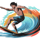 Surfing Wave Embroidery Design, Ocean Surfer Machine Embroidery Pattern, Instant Download