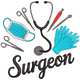 Surgeon Tools with Mask & Gloves Embroidery Design, Instant Download