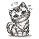 Sweet Kitten Embroidery Design, Instant Download
