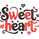Sweet Love Heart Typography Embroidery Design, Valentine Word Art Pattern