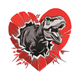 T-Rex Heart Breakout Embroidery Design, Dino Kids Pattern, Instant Download