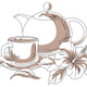 Tea Time with Floral Accent Embroidery Design, Instant Download