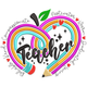 Teacher Apple Heart Embroidery Design, Instant Download