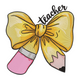 Teacher Bow Pencil Embroidery Design, Instant Download