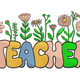 Teacher Floral Lettering Embroidery Design, Wildflower Quote Pattern, Instant Download
