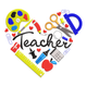 Teacher Heart School Supplies Embroidery Design, Instant Download