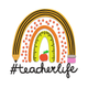 Teacher Life Rainbow Embroidery Design, #Teacherlife Pencil Rainbow Pattern, Instant Download