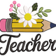 Teacher Pencil with Flower Embroidery Design, Instant Download