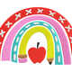 Teacher Rainbow Pencil Apple Embroidery Design, Instant Download