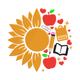 Teacher Sunflower Apple Pencil Embroidery Design, Instant Download