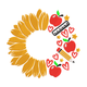 Teacher Sunflower Circle Embroidery Design, Instant Download