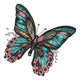 Teal Pink Butterfly Embroidery Design, Insect Machine Embroidery Pattern, Instant Download