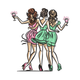 Three Best Friends Party Girls Embroidery Design, Instant Download
