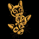 Three Cats Embroidery Design, Golden Kitten Trio Pattern