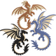 Three Flying Dragons Embroidery Design, Instant Download