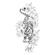 Tiger Embroidery Design, Floral Line Art Pattern, Instant Download