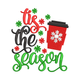 Tis the Season Coffee Cup Embroidery Design, Instant Download
