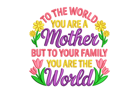Colorful text with flowers embroidery design