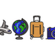 Travel Icons Set Embroidery Design, Instant Download