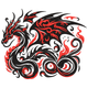 Tribal Red & Black Dragon Embroidery Design, Instant Download