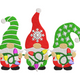 Trio of Christmas Gnomes with String Lights Embroidery Design, Instant Download