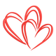 Triple Heart Line Art Embroidery Design, Valentine Love Gift, Instant Download
