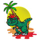 Tropical Baby T-Rex Embroidery Design, Instant Download