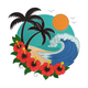 Tropical Beach Paradise Embroidery Design, Machine Embroidery Pattern, Instant Download