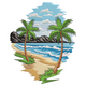 Tropical Beach with Palm Trees Embroidery Design, Machine Embroidery Pattern, Instant Download