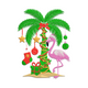 Tropical Christmas Flamingo Palm Tree Embroidery Design, Instant Download