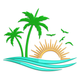 Tropical Palm Tree Sunrise Embroidery Design, Instant Download