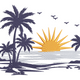 Tropical Sunset Beach Embroidery Design, Instant Download