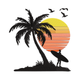 Tropical Sunset Surfer Embroidery Design, Instant Download