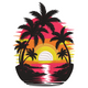 Tropical Sunset with Palm Trees Embroidery Design, Instant Download