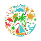 Tropical Vacation Symbols Embroidery Design, Instant Download