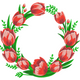 Tulip Flower Wreath Embroidery Design, Instant Download