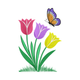 Tulip Flowers and Butterfly Embroidery Design, Machine Embroidery Pattern, Instant Download