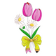 Tulip & Daisy Pencil Bow Bouquet Embroidery Design, Instant Download
