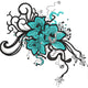 Turquoise Floral Swirl Embroidery Design, Instant Download