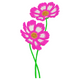 Two Pink Cosmos Flowers Embroidery Design, Instant Download