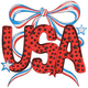 USA Bow & Stars Embroidery Design, Instant Download
