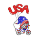 USA Gnome Bicycle Embroidery Design, 4th of July Gnome