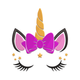 Unicorn Face with Bow Embroidery Design, Instant Download