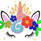 Unicorn Floral Crown Embroidery Design, Instant Download