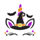 Unicorn Witch Halloween Embroidery Design, Instant Download