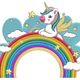 Unicorn on Rainbow Embroidery Design, Instant Download