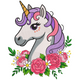 Unicorn with Flowers Embroidery Design, Instant Download