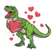 Valentine Dinosaur Love Heart Embroidery Design, Instant Download