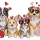 Valentine Dogs with Heart Glasses Embroidery Design, Instant Download